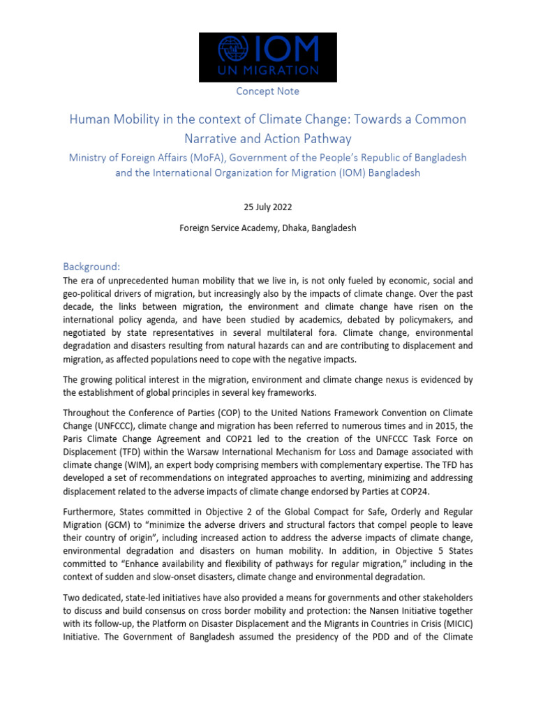 Concept Note - Policy Dialogue On Human Mobility in The Context of ...