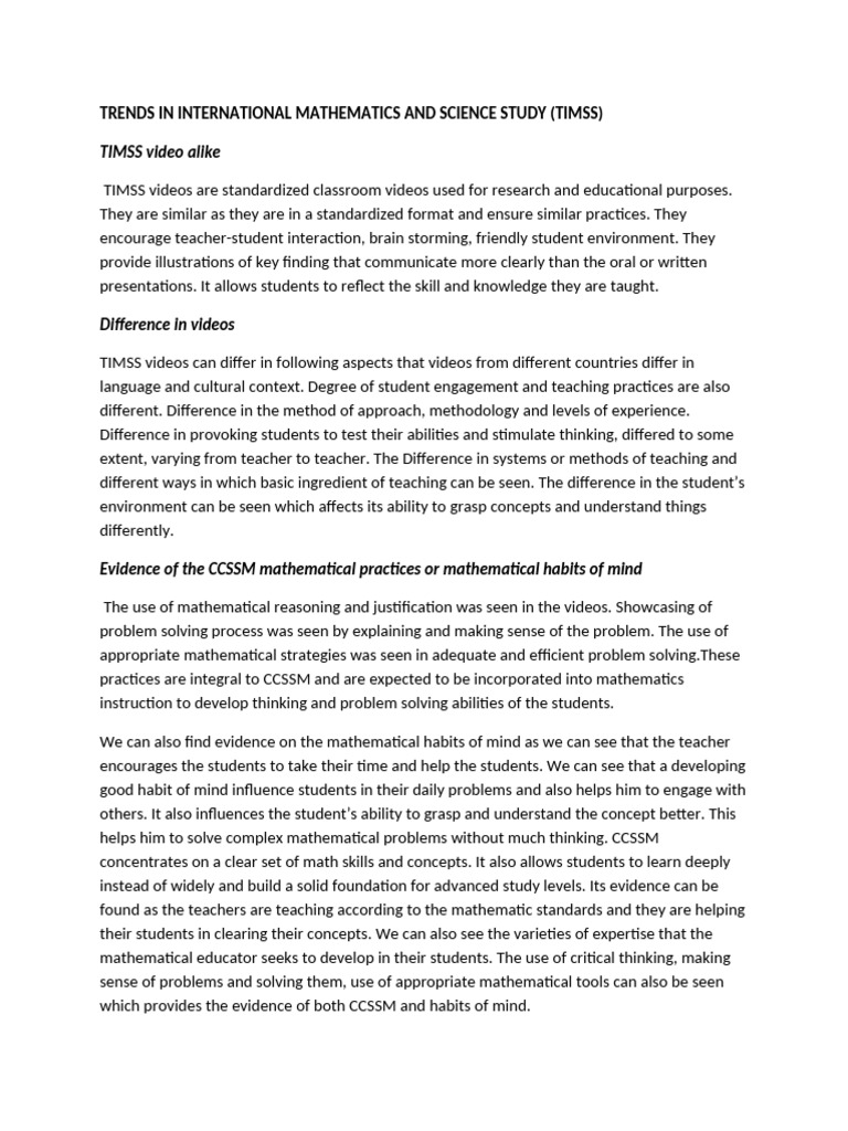 Trends in International Mathematics and Science Study | PDF