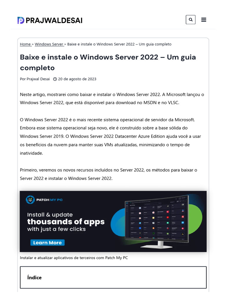 Guia para Baixar e Instalar Windows Server 2022 | PDF | Microsoft ...