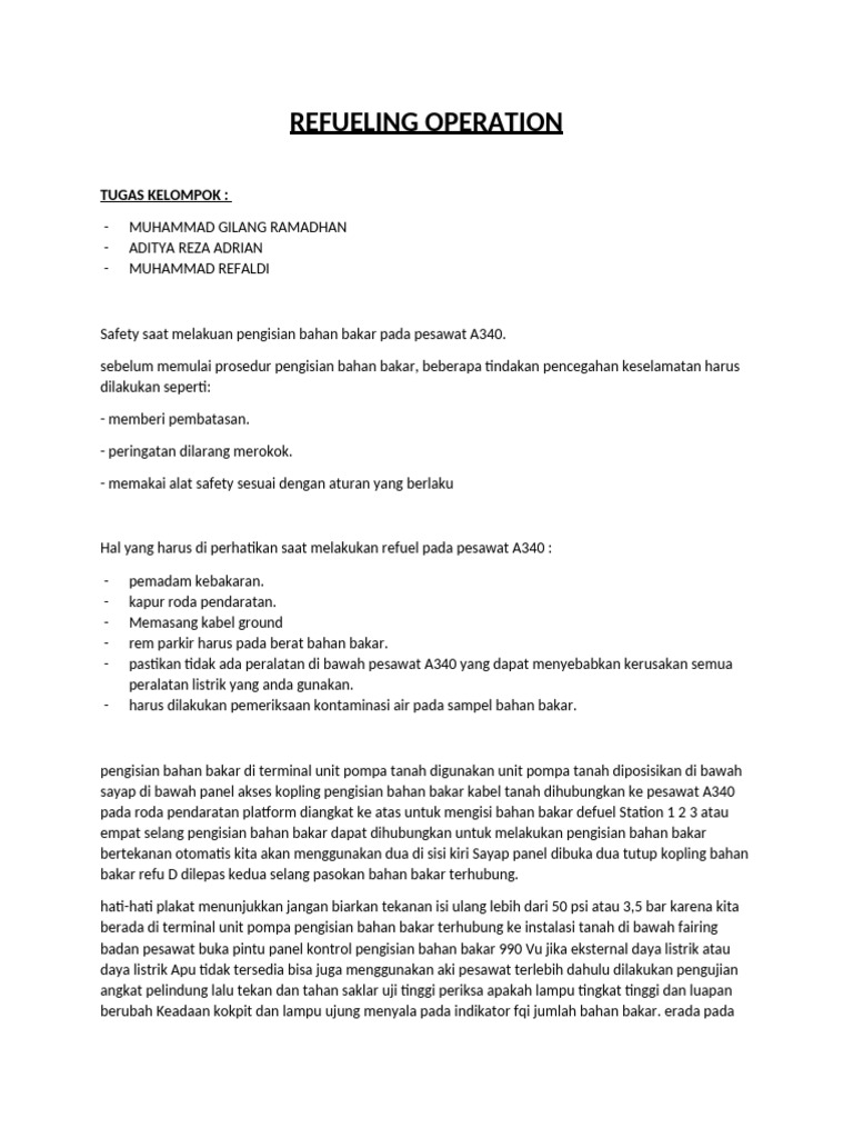 Refueling Operation | PDF