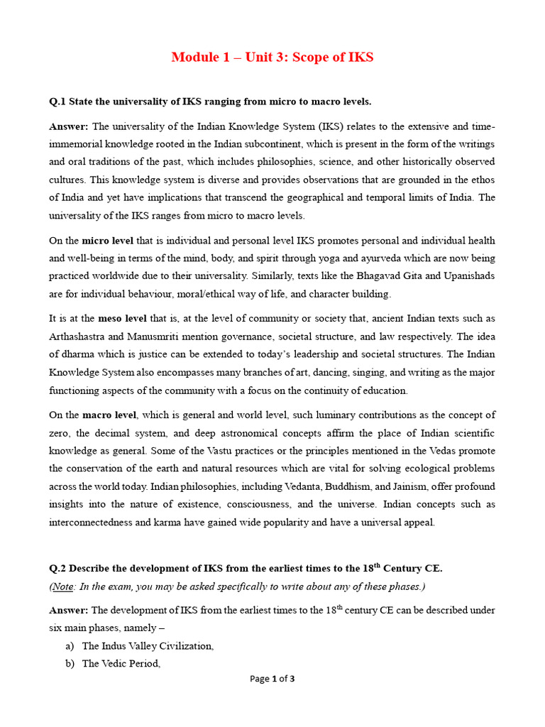 IKS - Notes - Module 1 - Units 3 | PDF