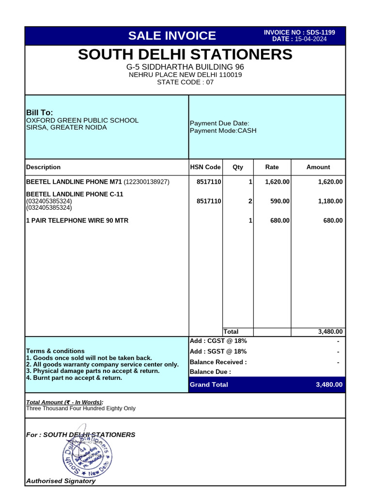 Invoice Format in Excel 04 | PDF