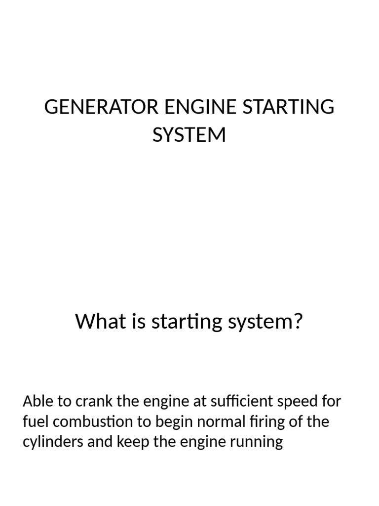Generator Engine Starting System (Ajnuari 2022) | PDF