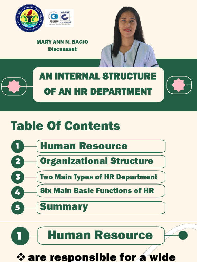 Internal Structure of HR Department | PDF
