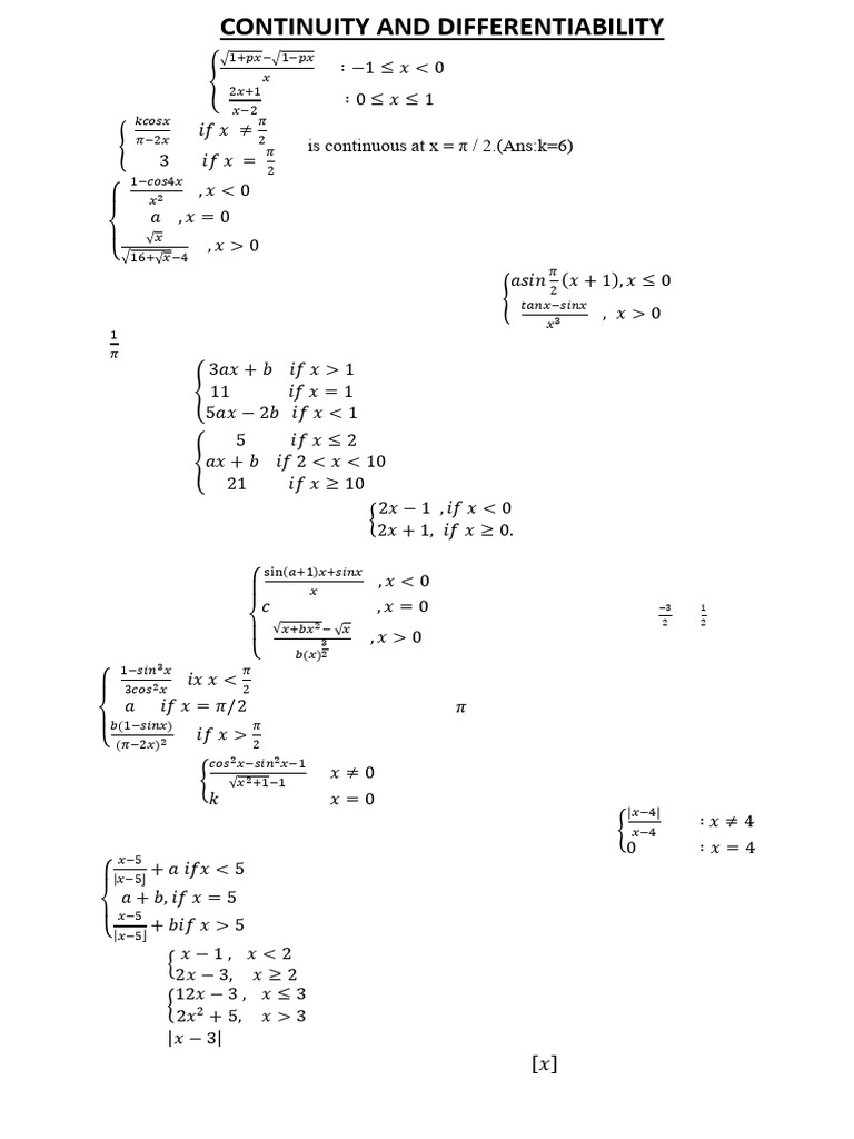 Extra Questions On Continuity | PDF | Function (Mathematics) | Teaching ...
