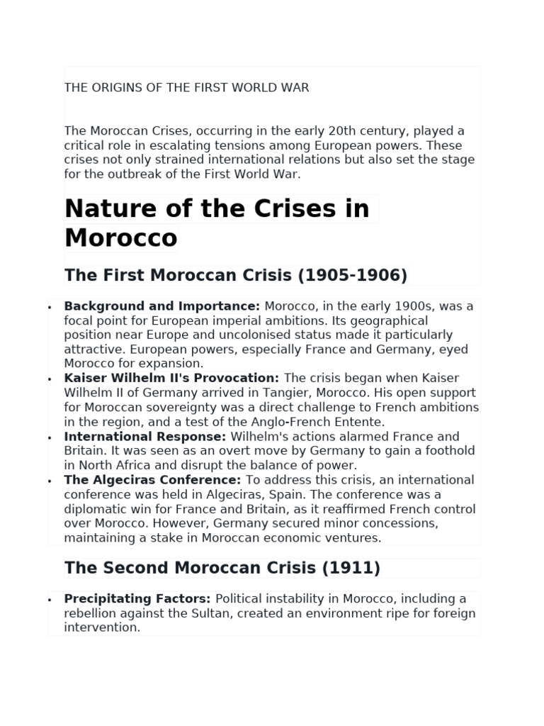 The Origins of The First World War | PDF