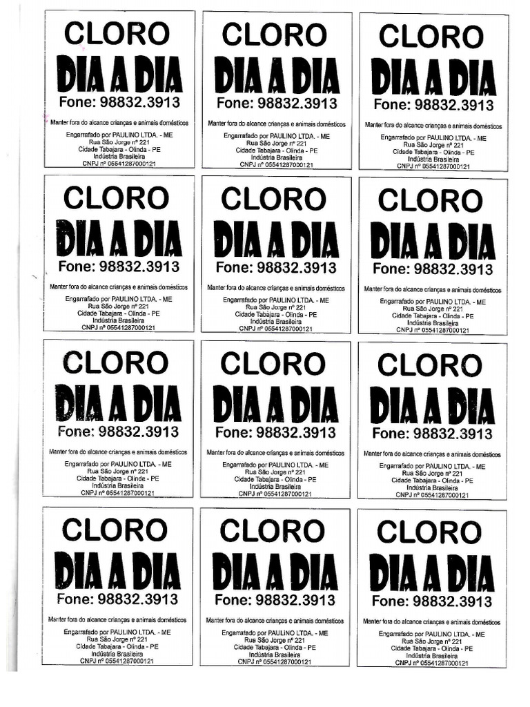 Rotulo de Cloro 1 | PDF