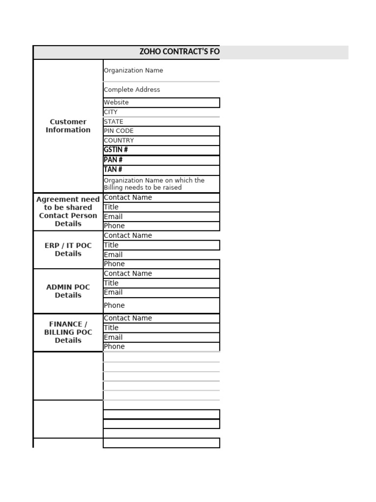 KPM - ERP - Zoho Contract Format | PDF