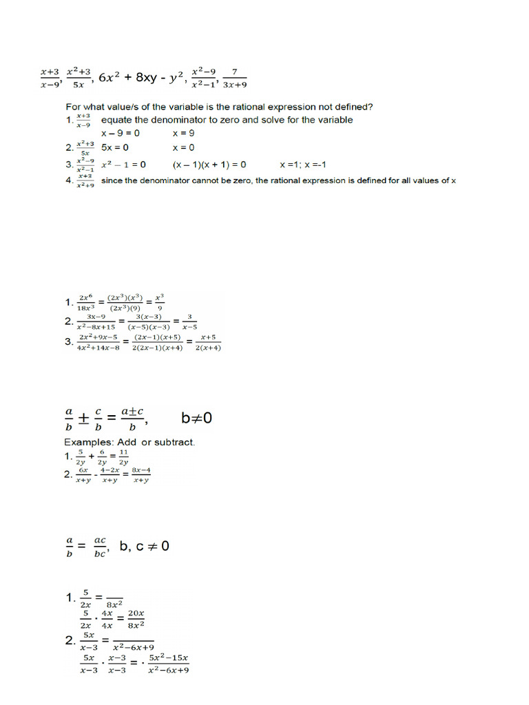 Rational Expression and Exponents | PDF | Factorization | Teaching ...