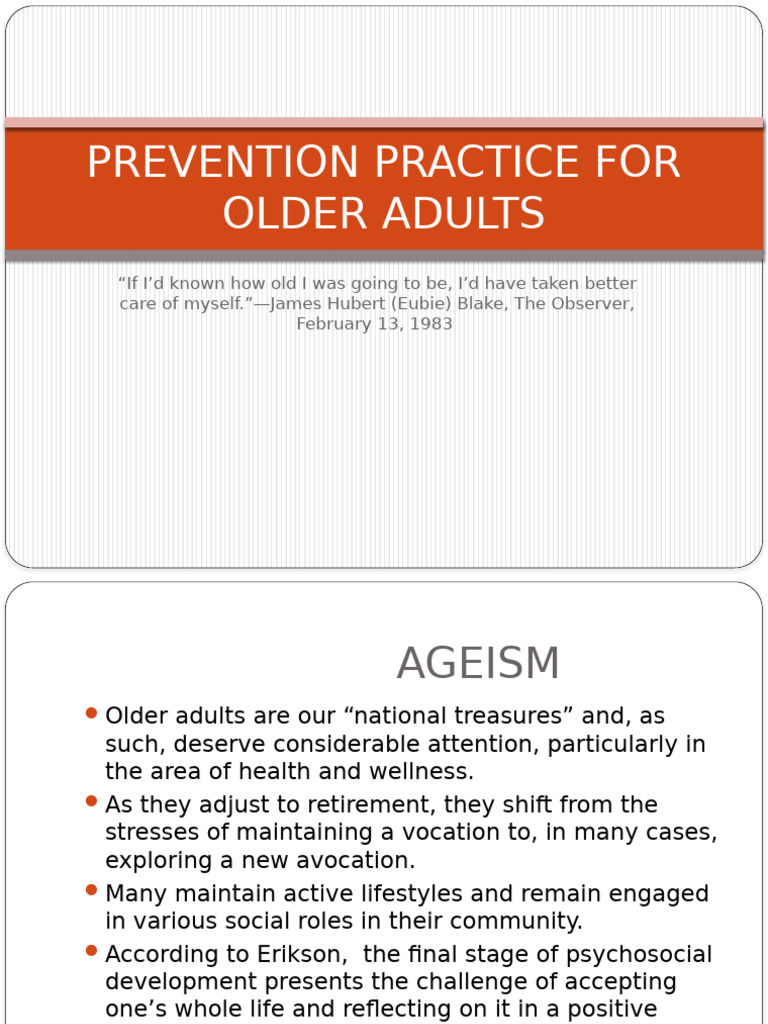 Prevention Practice For Older Adults | PDF