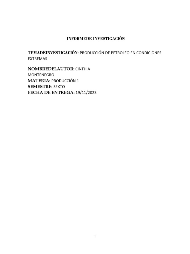 Produccion de Petroleo en Condiciones Extremas | PDF
