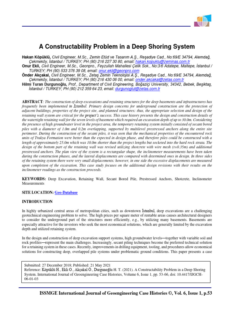 A Constructability Problem in A Deep Sho | PDF
