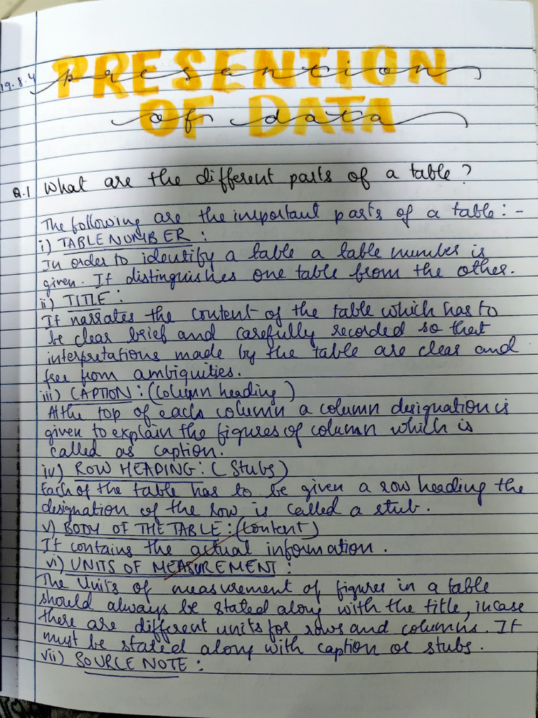 Data Presentation for Class 11 | PDF