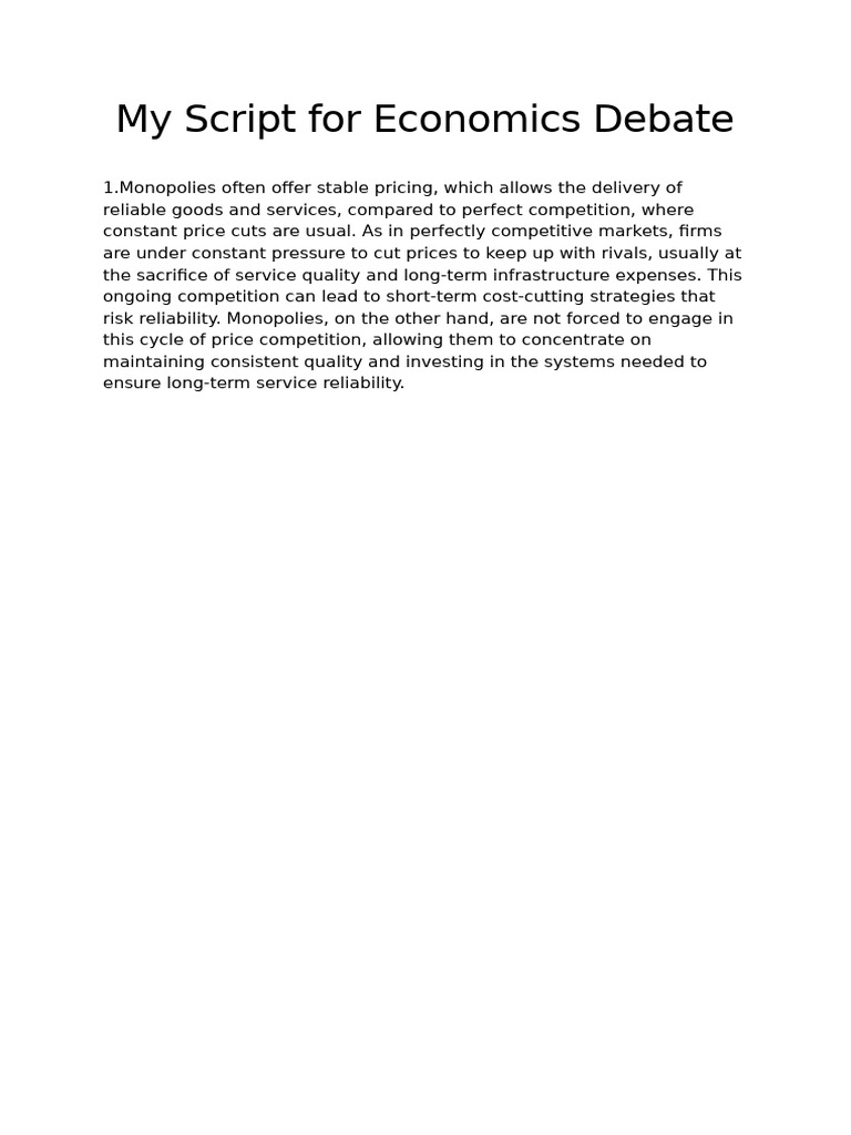 My Script For Economics Debate | PDF