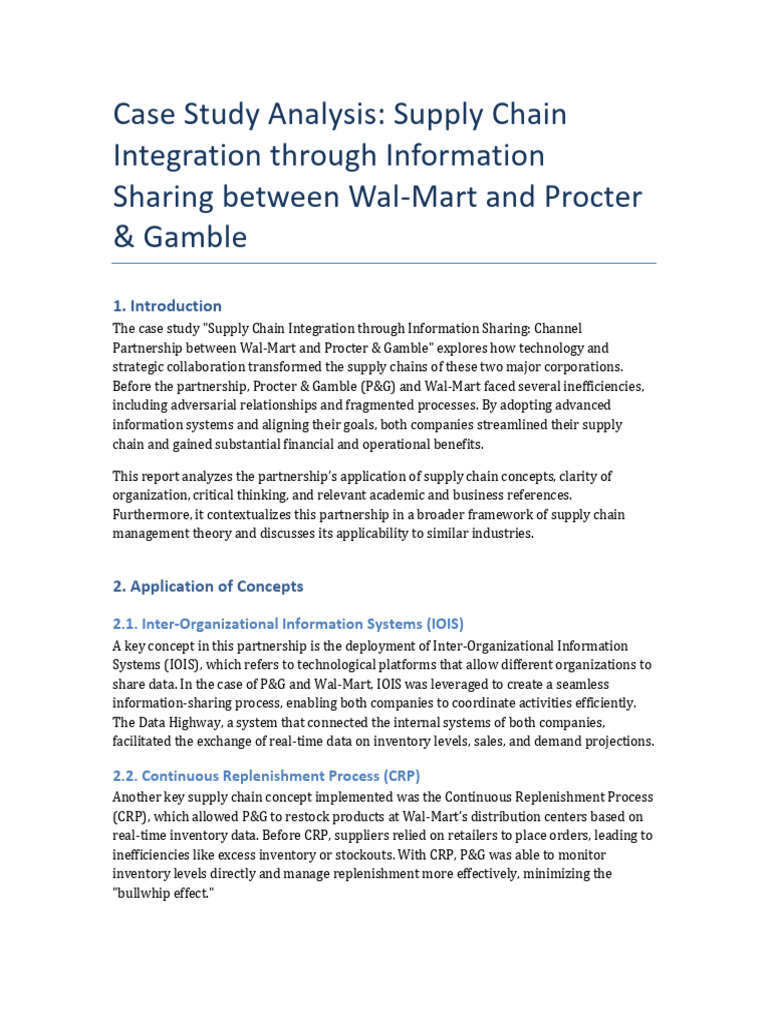 Supply Chain Analysis Report Walmart P&G | PDF