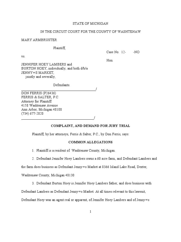 Complaint, and Demand For Jury Trial | PDF | Negligence | Virginia ...