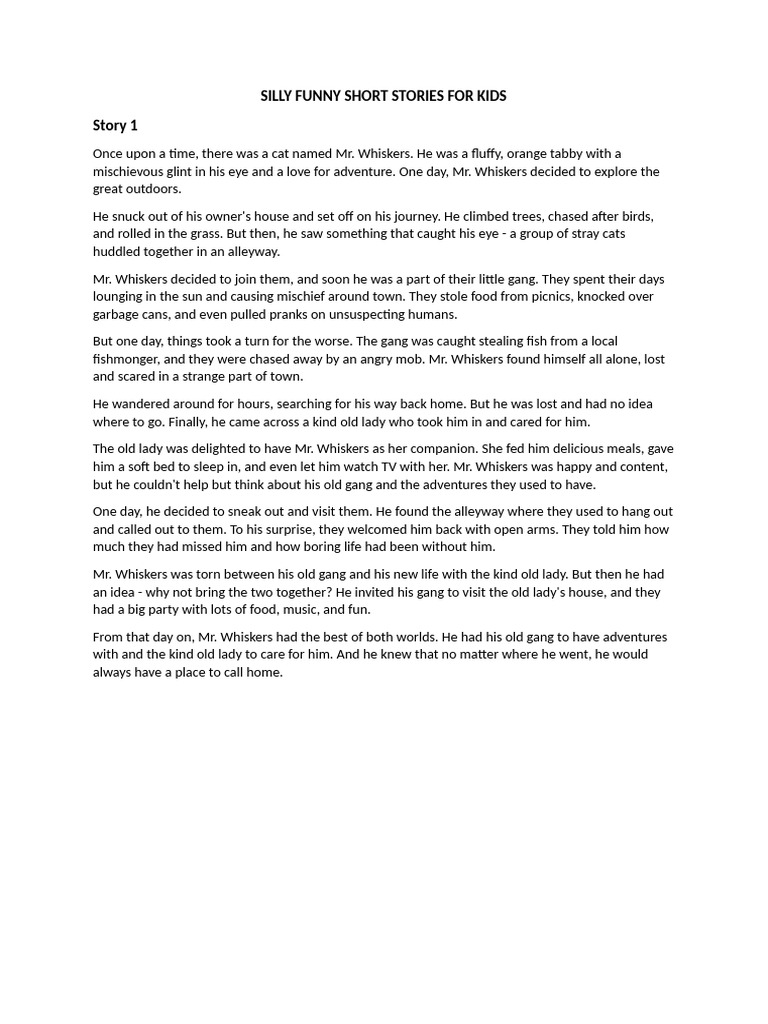 Silly Funny Short Stories For Kids PDF