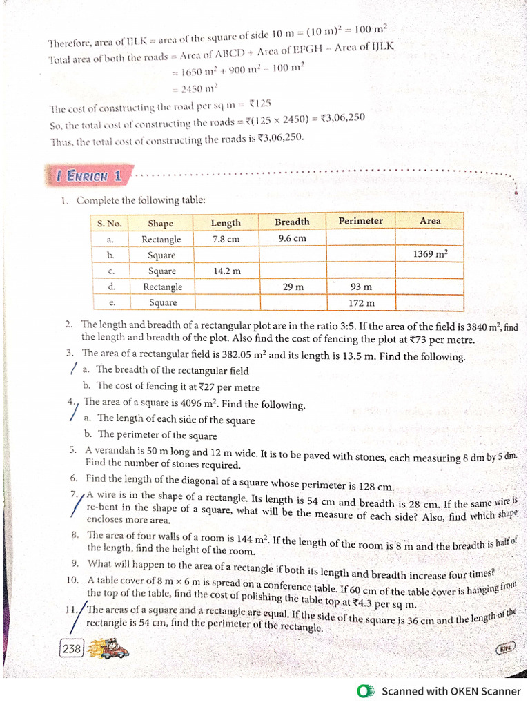 Maths CH 15 Perimeter and Area | PDF