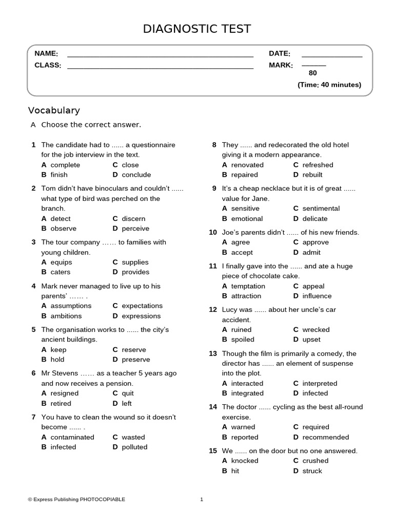 Diagnostic Test B2 Pdf