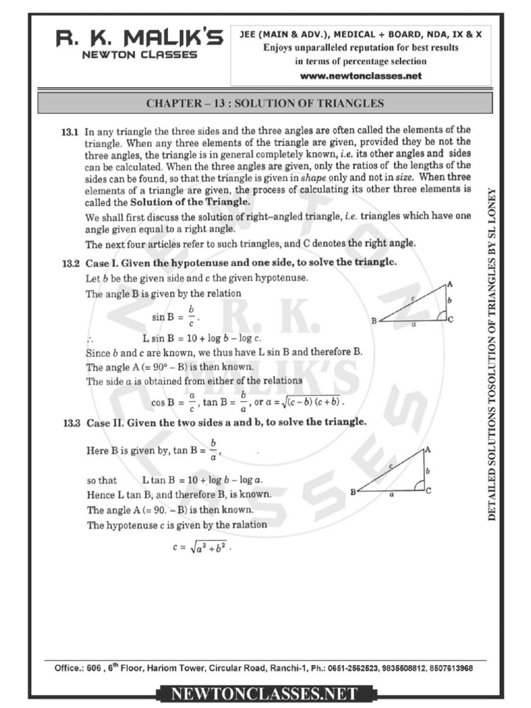 Solution of Triangles | PDF