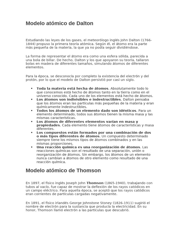 Modelo Atómico de Dalton | PDF
