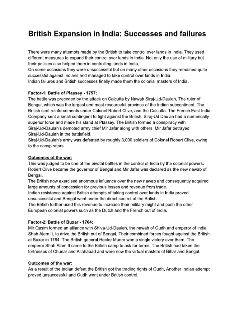 British Expansion in India | PDF