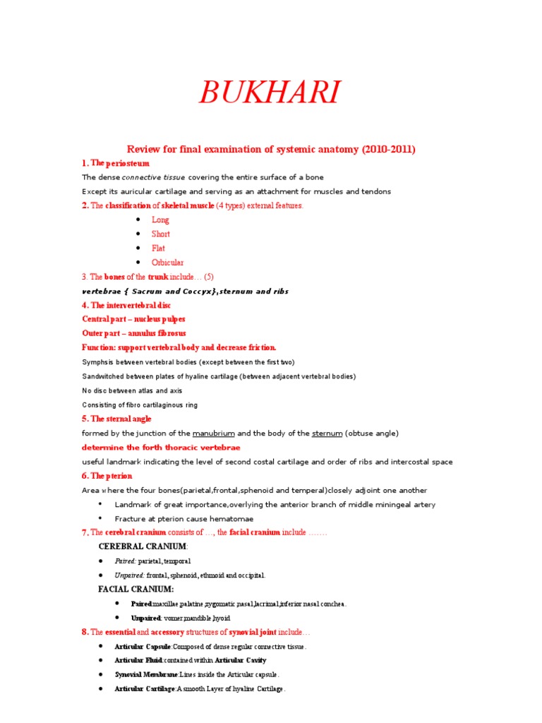 Systemic Anatomy Exam Review Guide | PDF | Atrium (Heart) | Heart