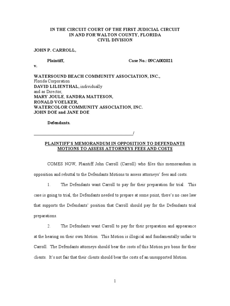 Memo in Opposition To Defendants Motions For Attorneys Fees | PDF 