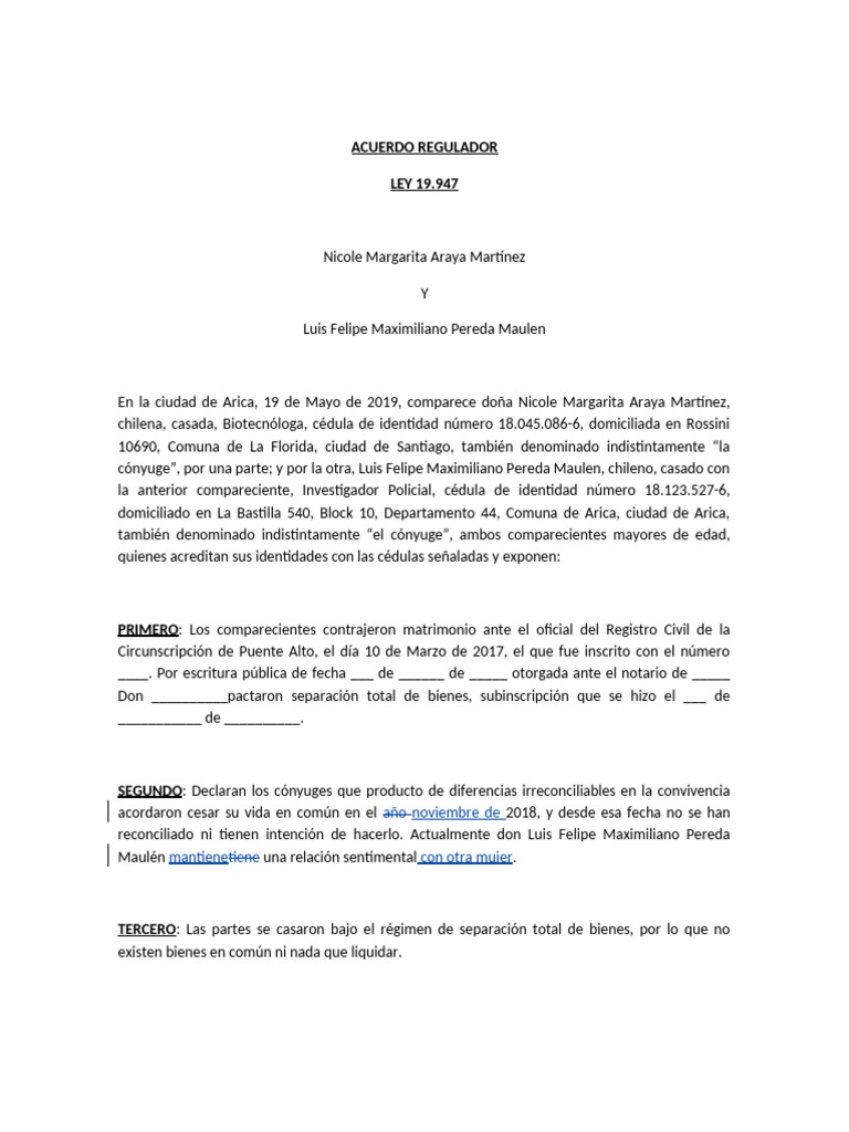Acta de Acuerdo - Nicole | PDF