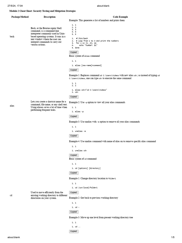 Cheat Sheet Security Testing and Mitigation Strategies | PDF
