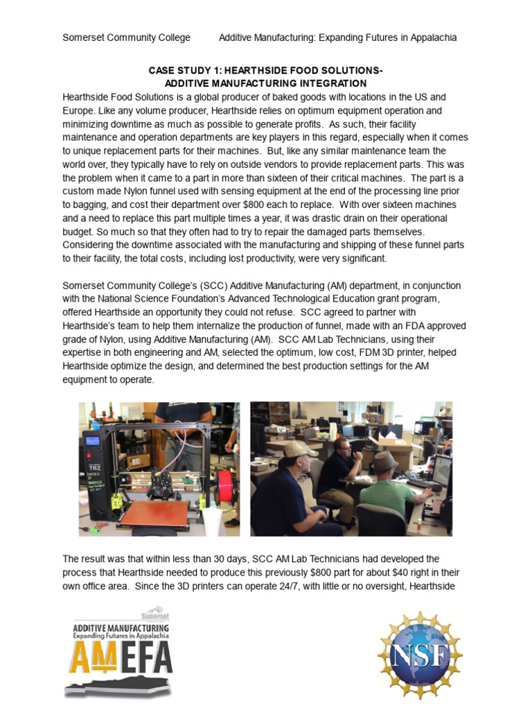 Additive Manufacturing Case Study: Hearthside | PDF | 3 D Printing ...
