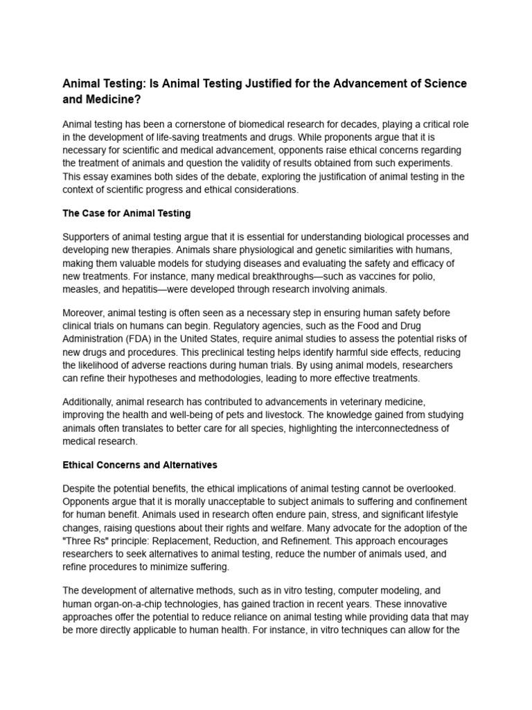 Animal Testing - Is Animal Testing Justified For The Advancement of ...