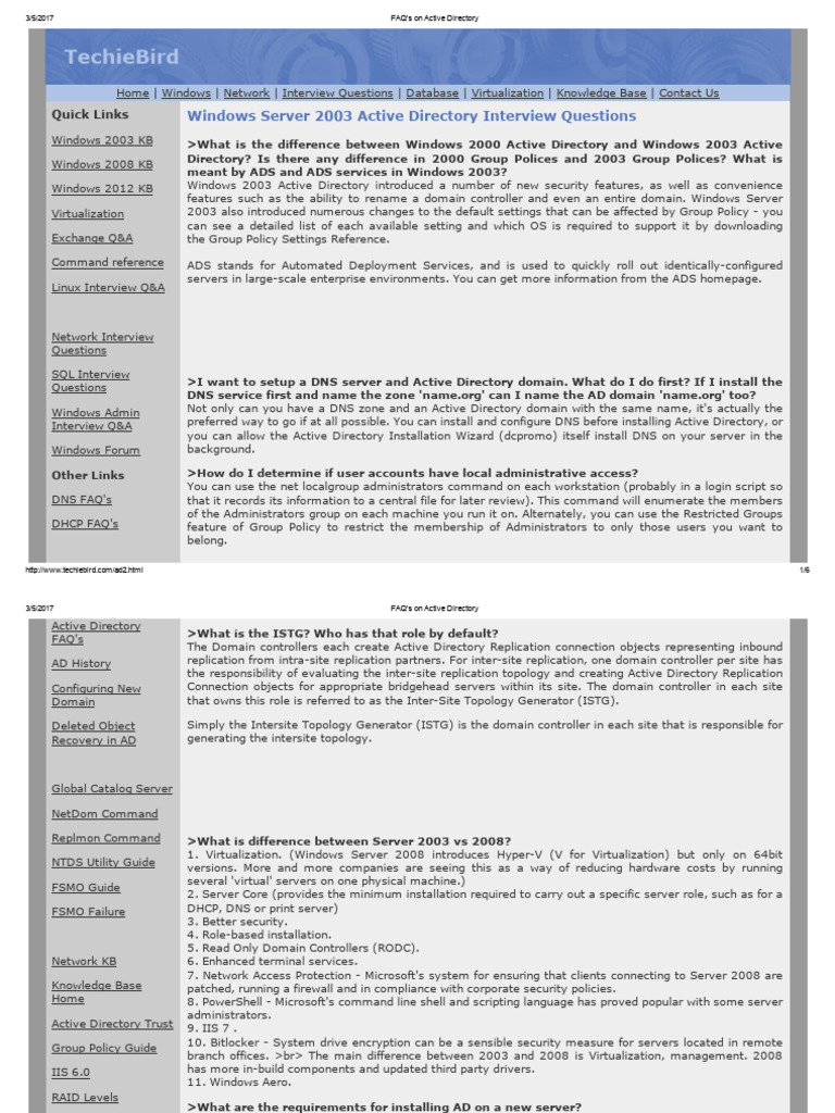 FAQ's On Active Directory | PDF | Active Directory | Group Policy