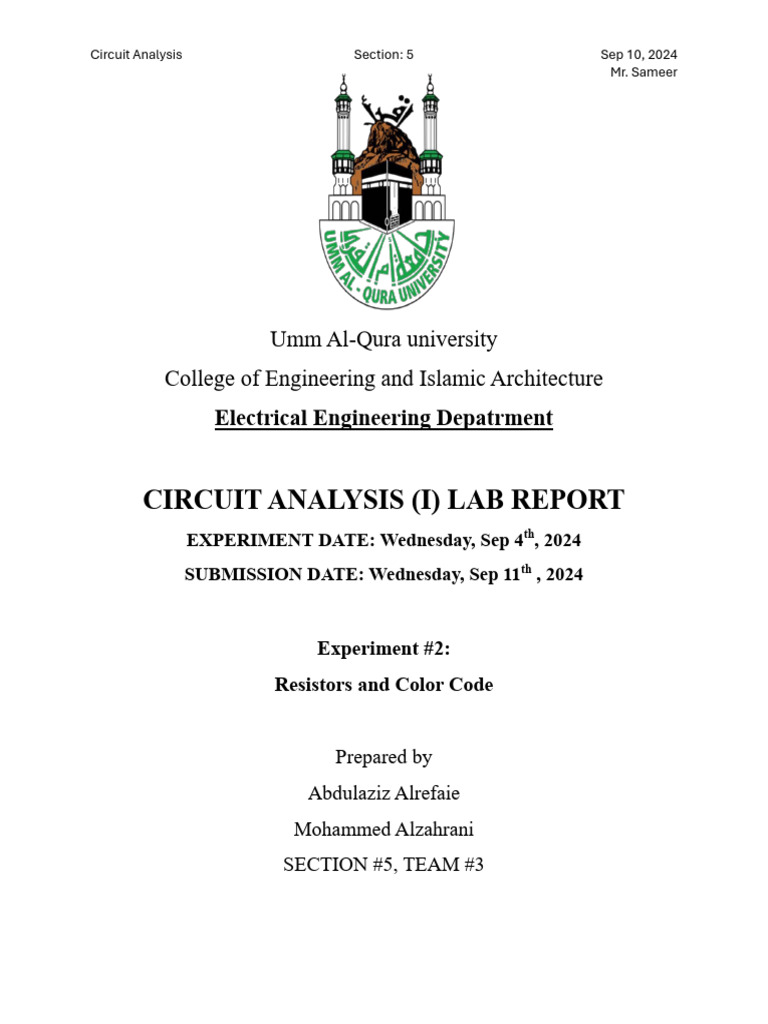Lab 2 Circuit Analysis | PDF