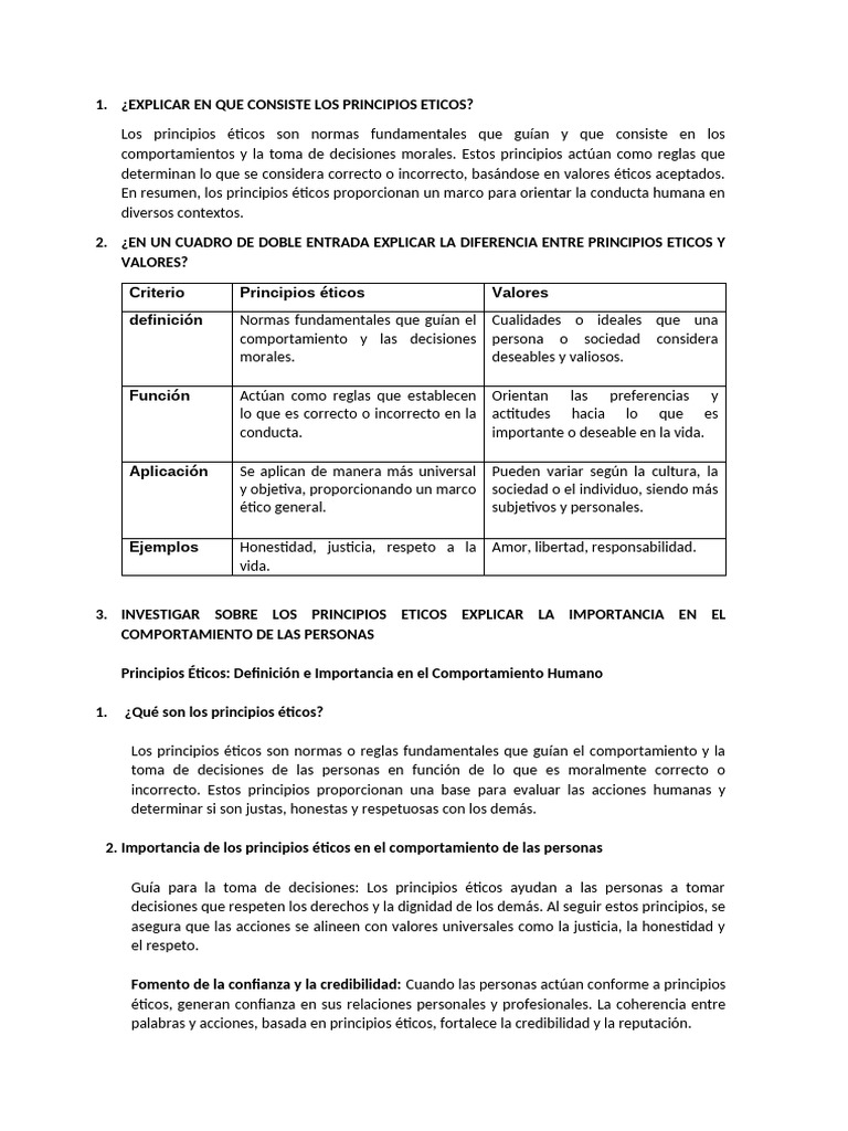 Explicar en Que Consiste Los Principios Eticos | PDF