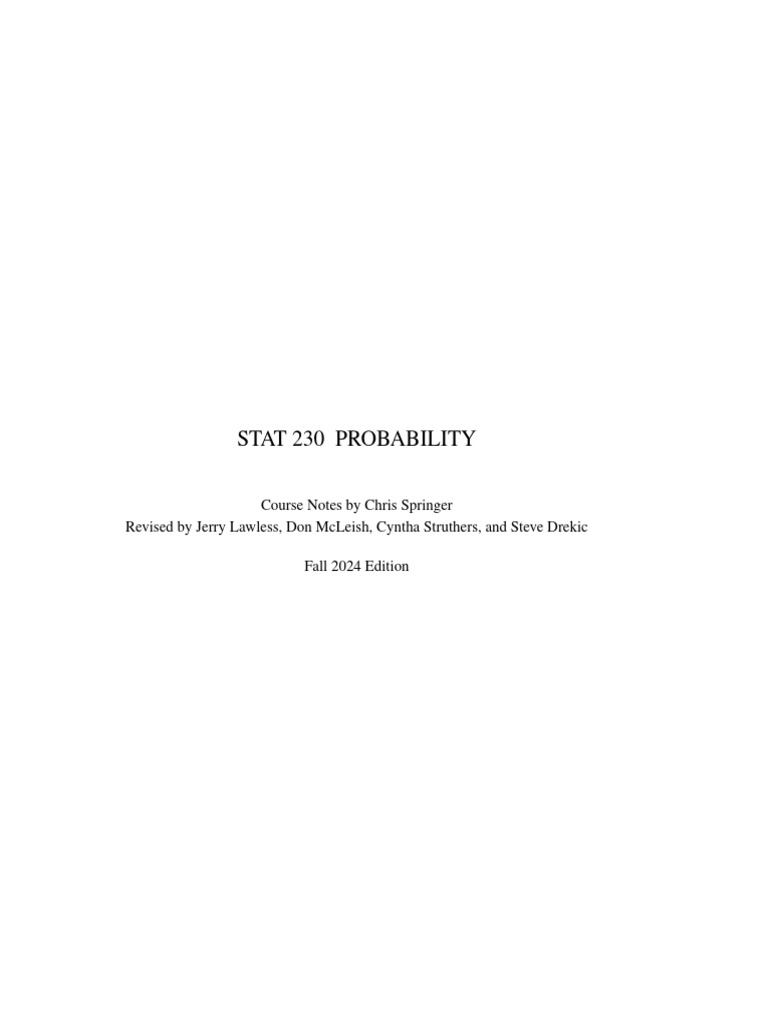 STAT 230 Course Notes F24 Edition - CH1 | PDF