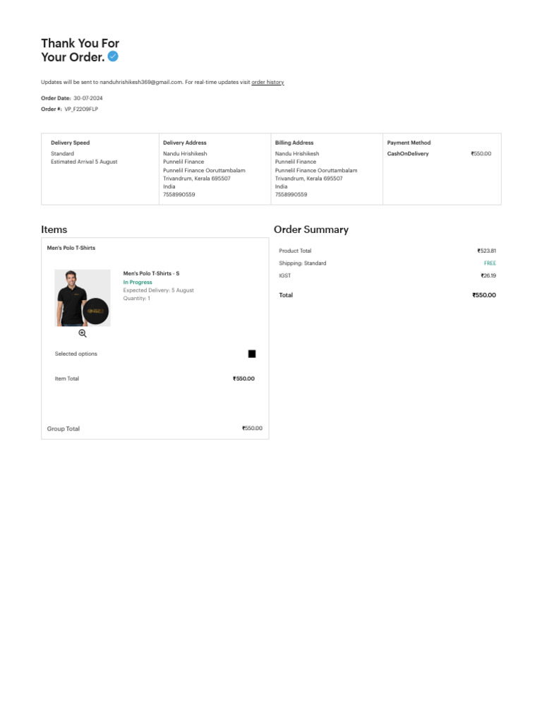 Vistaprint order details pdf