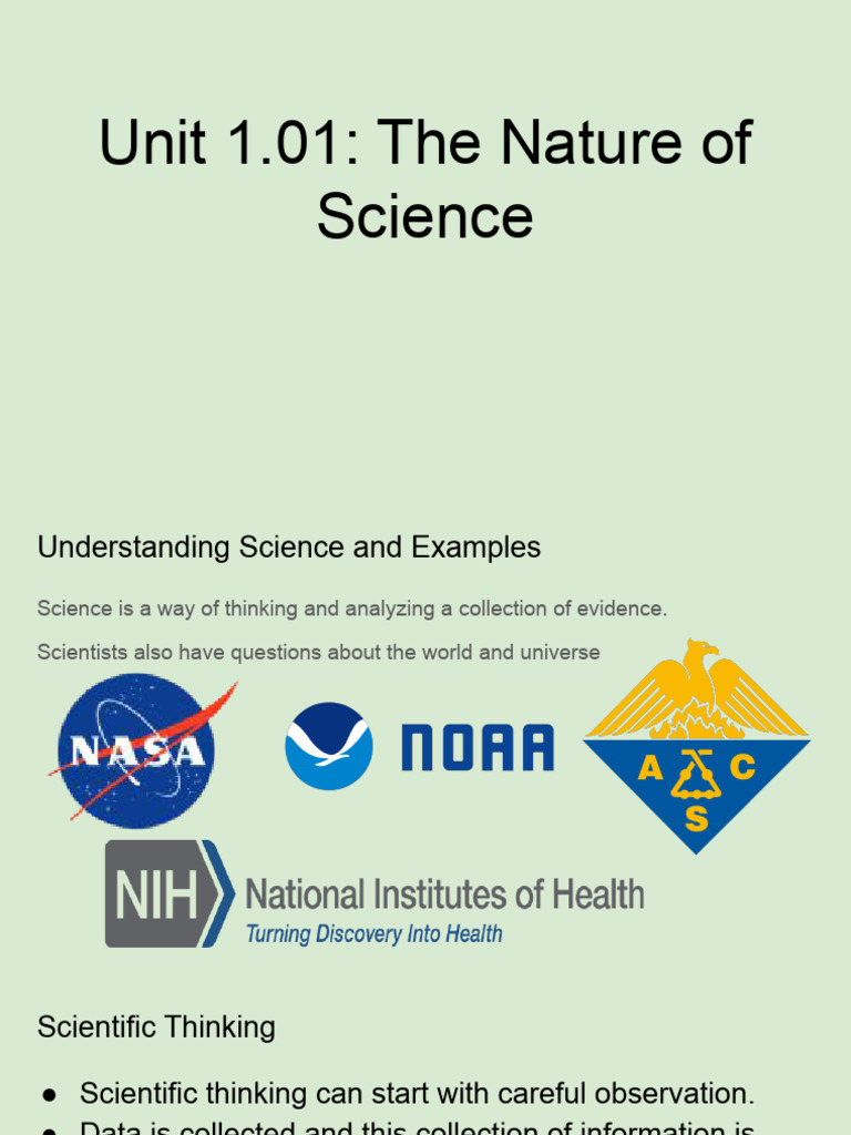 Unit 1.01 Notes - The Nature of Science | PDF | Self-Improvement | Wellness