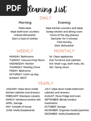 Cleaning List