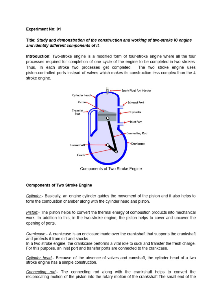 Study and Demonstration of The Construction and Working of Two-Stroke ...