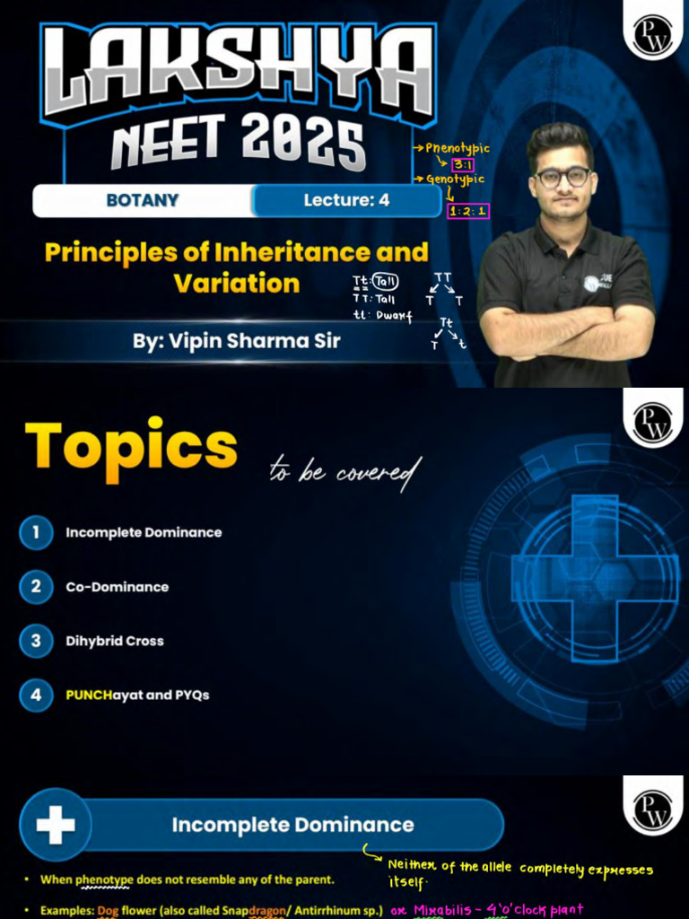 Principles of Inheritance and Variation 04 - Class Notes - Lakshya NEET ...