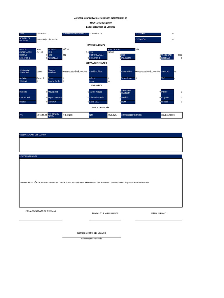 Inventario Equipos de Computo VER3 | PDF | Informática | Hardware de la ...