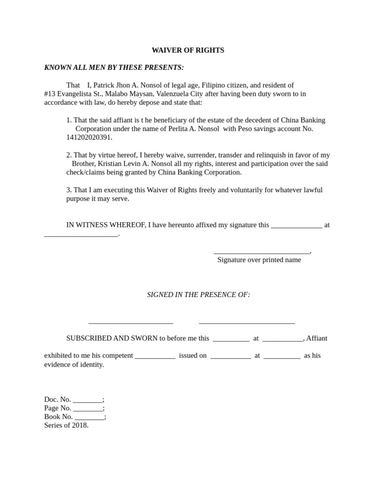 WAIVER OF RIGHTS | PDF