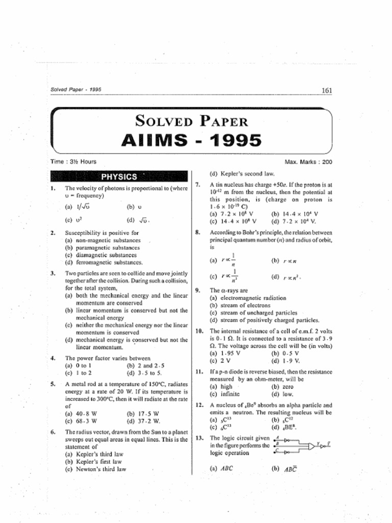 Solved Paper 1995 - NoRestriction | PDF