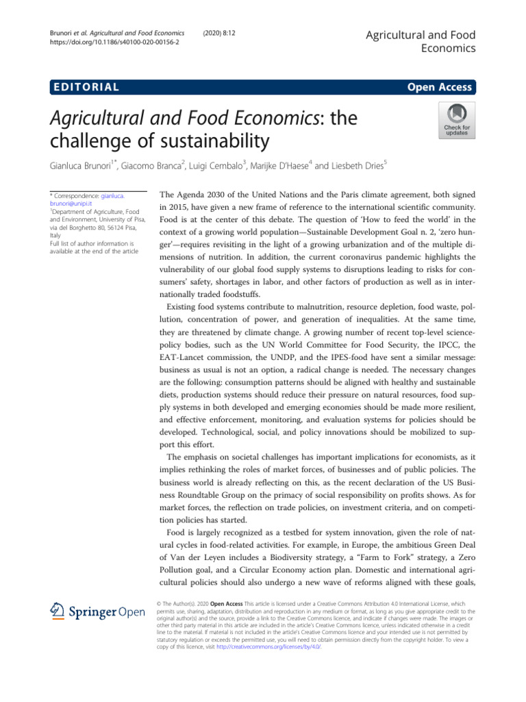 2020 - Bruneri Et Al - Agricultural and Food Economics | PDF ...