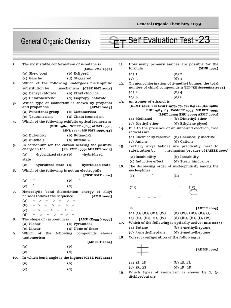 Organic Chemistry Exam Questions & Answers | PDF | Methyl Group | Isomer