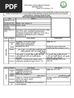 Education International School Weekly Plan: Arabic