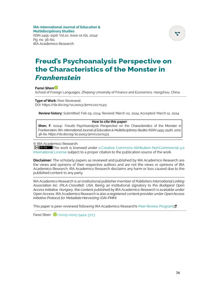 Freuds Psychoanalysis Perspective On The Characte | PDF