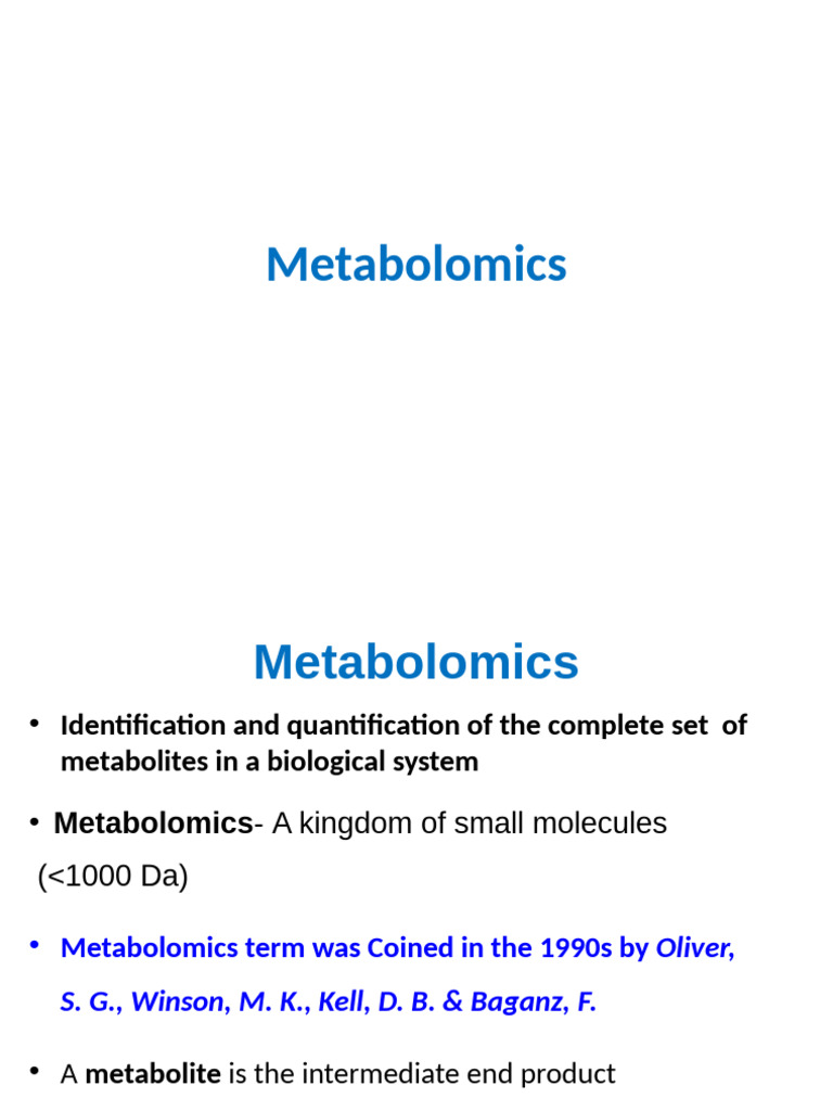 Metabolomics Lectures 1-2 | PDF