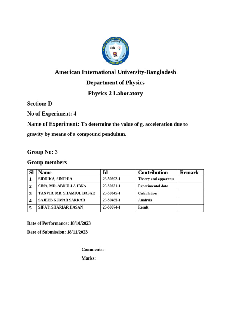 Physics - 2 - Experiment - 4 (MID) (1) .Docx New | PDF